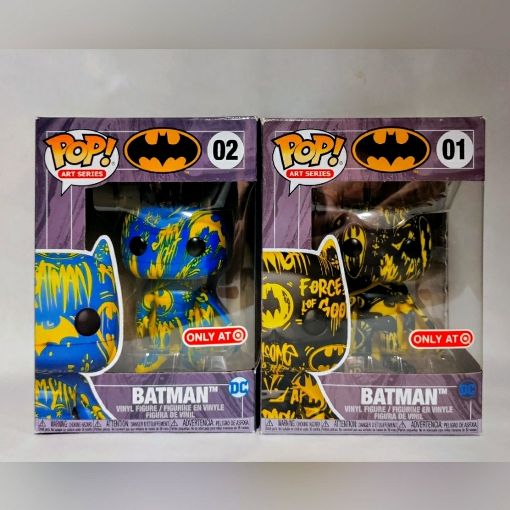 Batman Art Series Funko Pop Lot of 2 Black/Yellow, Blue/Yellow Target Li…